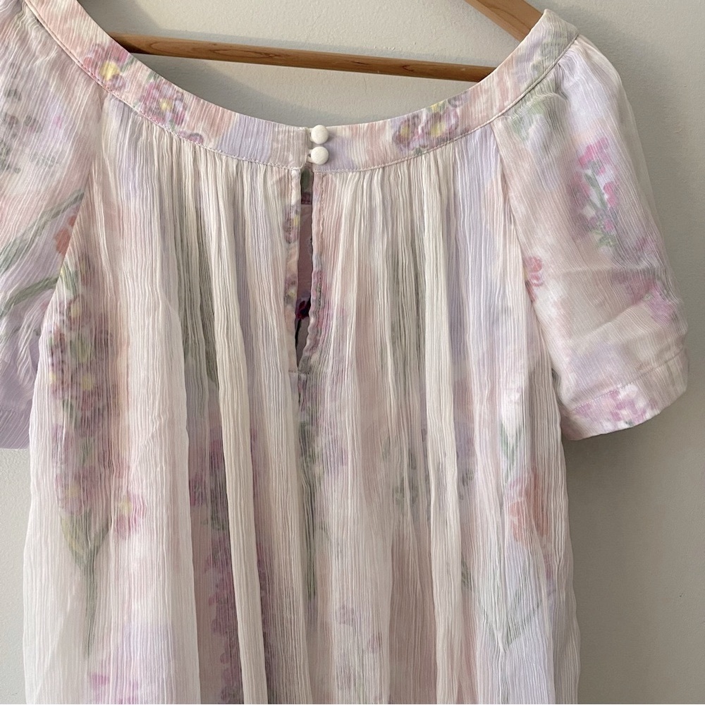 Anthro HD in Paris Floral Ombre Mini Dress Size 6 Yellow Chiffon Cottagecore - Picture 6 of 8
